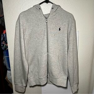 Polo Ralph Lauren Full Zip Hoodie Long Sleeve Waffle Lining Sz M Grey